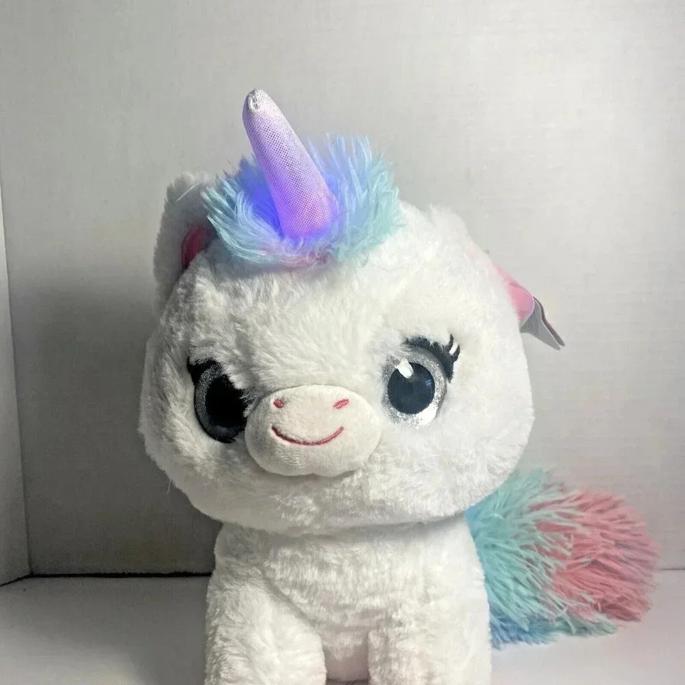 WowWee Ploosh Glowcorn Interactive Plush with Light-Up Horn 11 inch